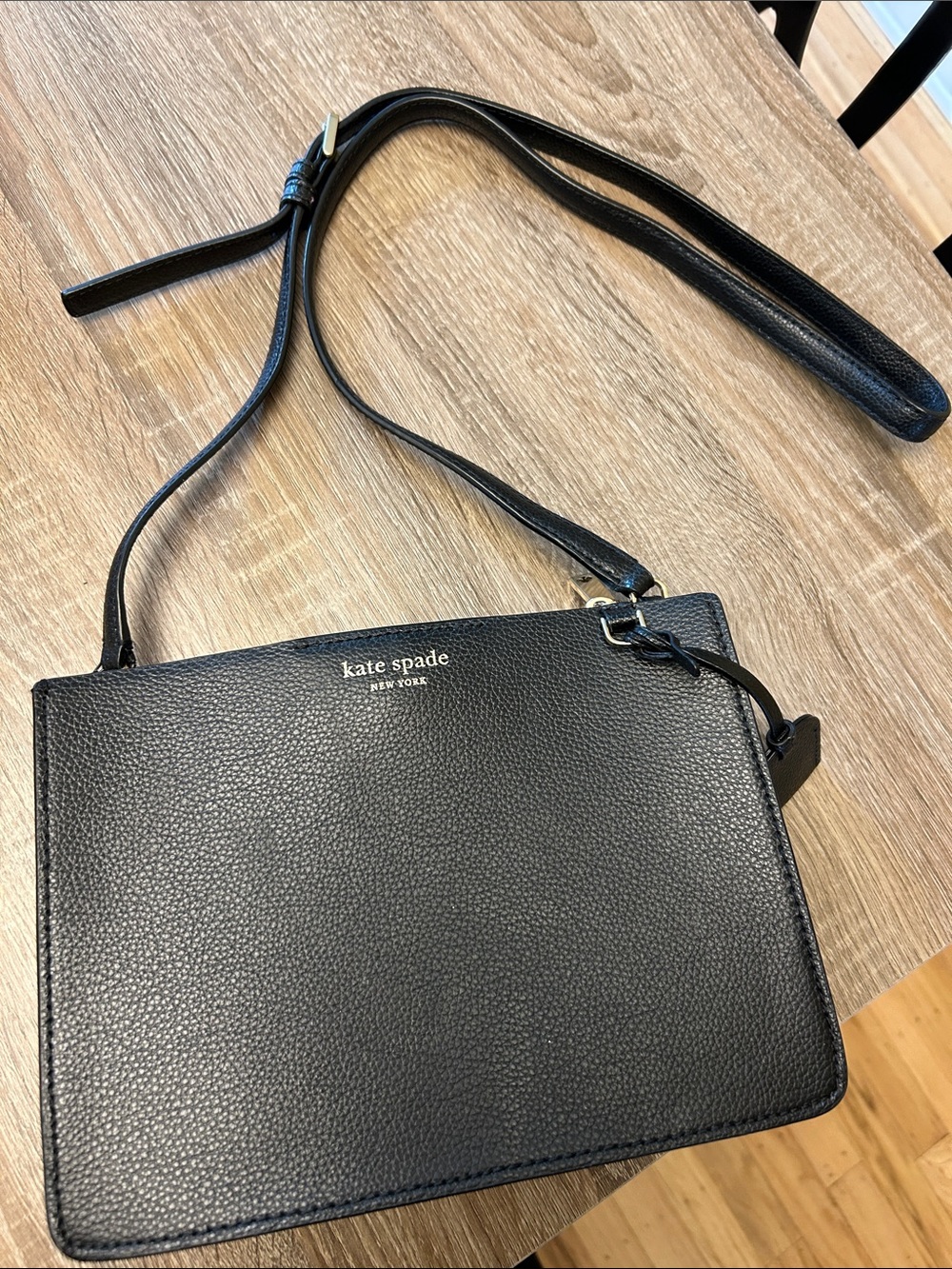 kate spade Black Pebbled Leather Crossbody with Adjustable Strap